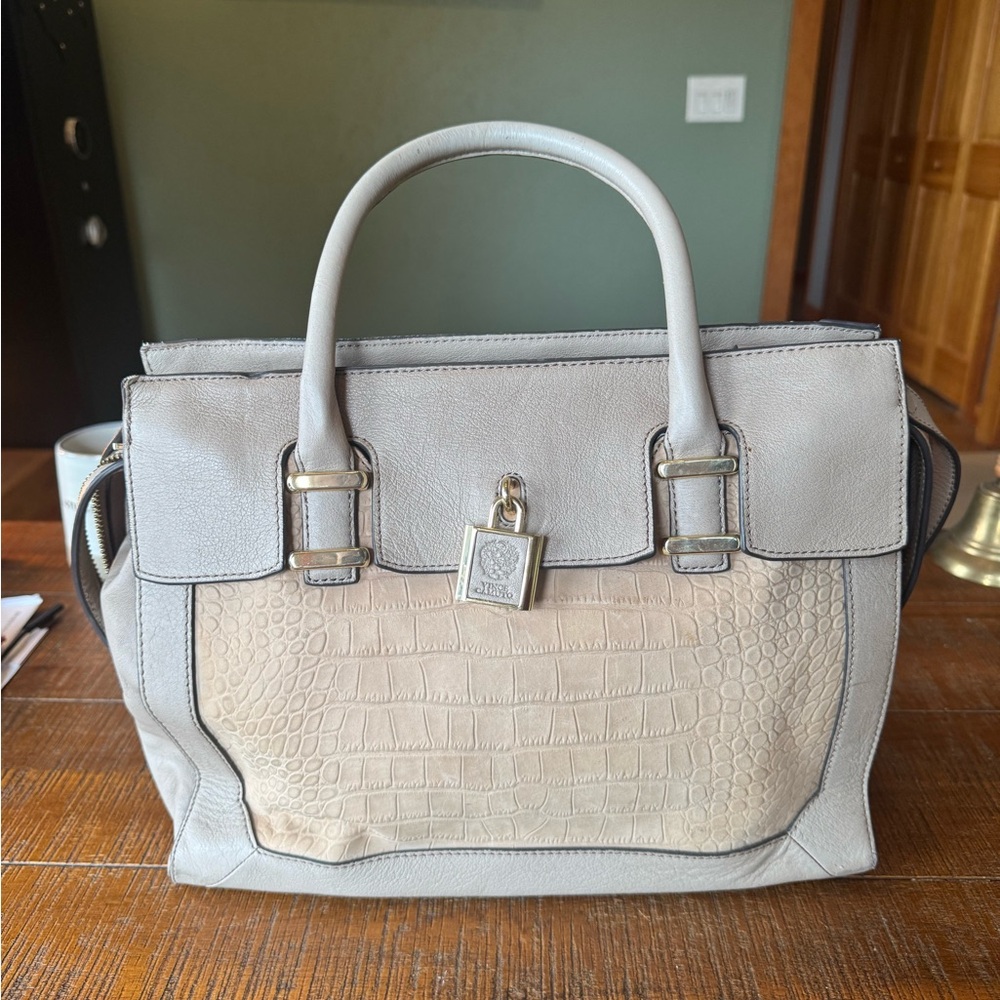 Vince Camuto Charm Lock Heidi Genuine Leather Handbag